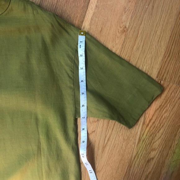 COS chartreuse cupro / cotton oversized t-shirt dress with structured collar - Picture 8 of 8